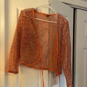 Zara Orange Sequin Blouse